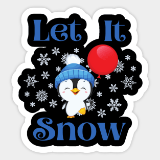 Let it snow penguin with balloon Sticker
